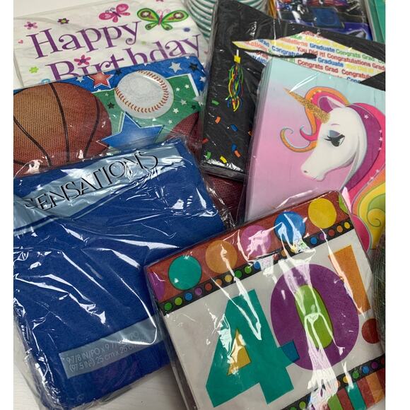 New Party Supplies Invitations Napkins Cups Plate 40th Kids Birthday Shower Lot - Picture 2 of 3